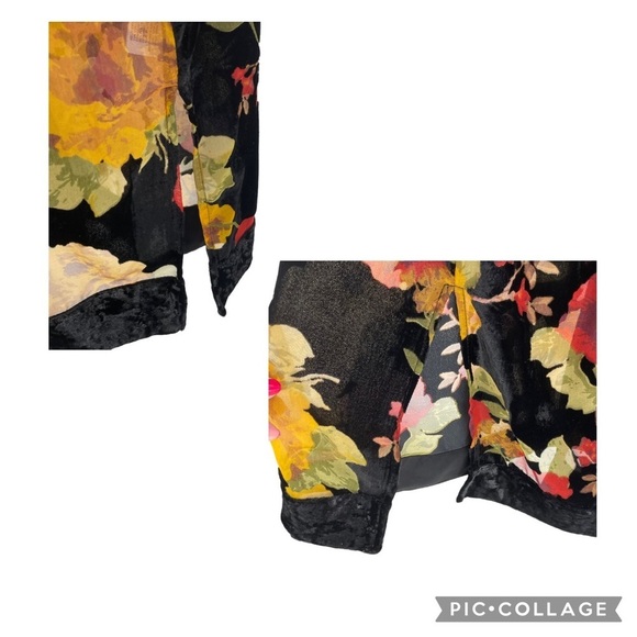Band Of Gypsies Floral Burnout Kimono w/Velvet Trim - Sz M/L - Picture 9 of 14